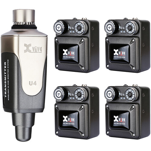 Xvive Audio U4R4 Wireless In-Ear Monitor System with Four Receivers (2.4 GHz)