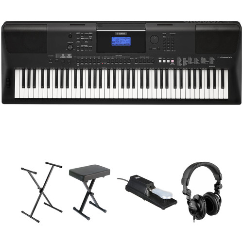 Yamaha PSR-EW400 76-Key Portable Keyboard Essential Bundle B&H