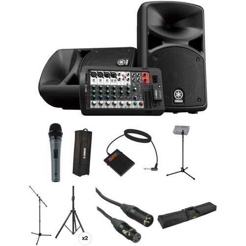 Yamaha STAGEPAS 400i PA Kit with Mic, Footswitch, Stands, B&H