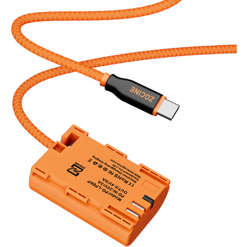 ZGCINE PD-LPE6P USB-C to LP-E6P Braided Dummy Battery Cable (23.6