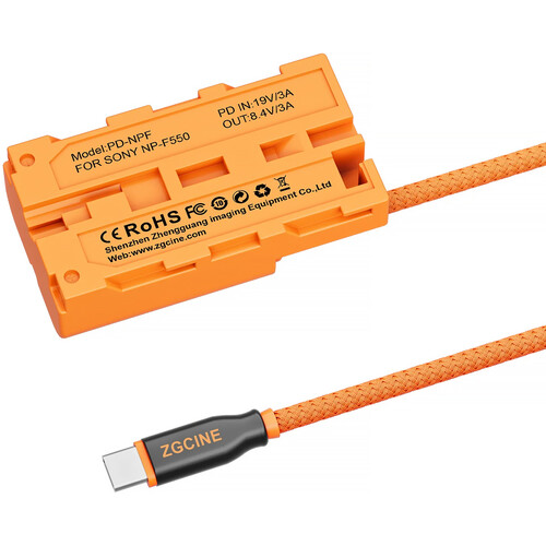 ZGCINE USB-C PD to Sony L-Series Dummy Battery with Braided Wire (23.6