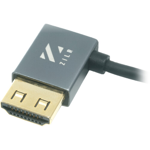 ZILR Hyper-Thin High-Speed HDMI Secure Cable with Right-Angle Connector and Ethernet (19.7