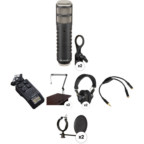 Zoom H6 Recorder Podcast Kit with Two Rode Procaster Microphones