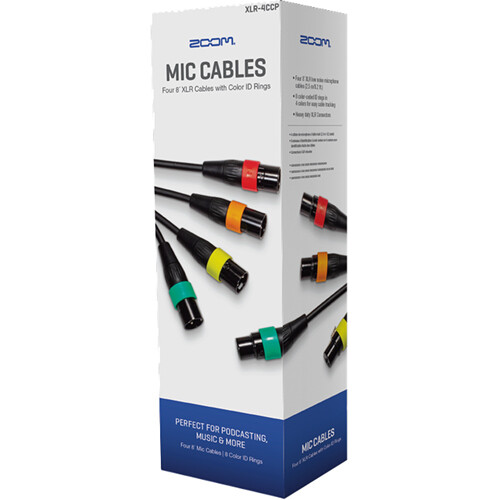 Zoom XLR-4CCP XLR Microphone Cables with Color ID Rings (8' 4-Pack)