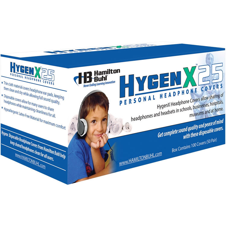 2.5 White, 50 Pairs Hamilton Buhl HygenX Sanitary Ear Cushion Covers for On-Ear Headphones /& Headsets