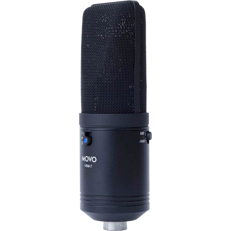 Movo VSM-7 Large Diaphragm XLR Multi-Pattern Studio Condenser Microphone with Shock Mount and Instruments Podcasting and Cable for Vocals Pop Filter