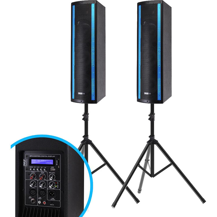 Photo 1 of Pyle Pro 6.5" 3-Way 2000W Portable Bluetooth PA Speaker with Light Show, Microphone, and Stands (Pair)