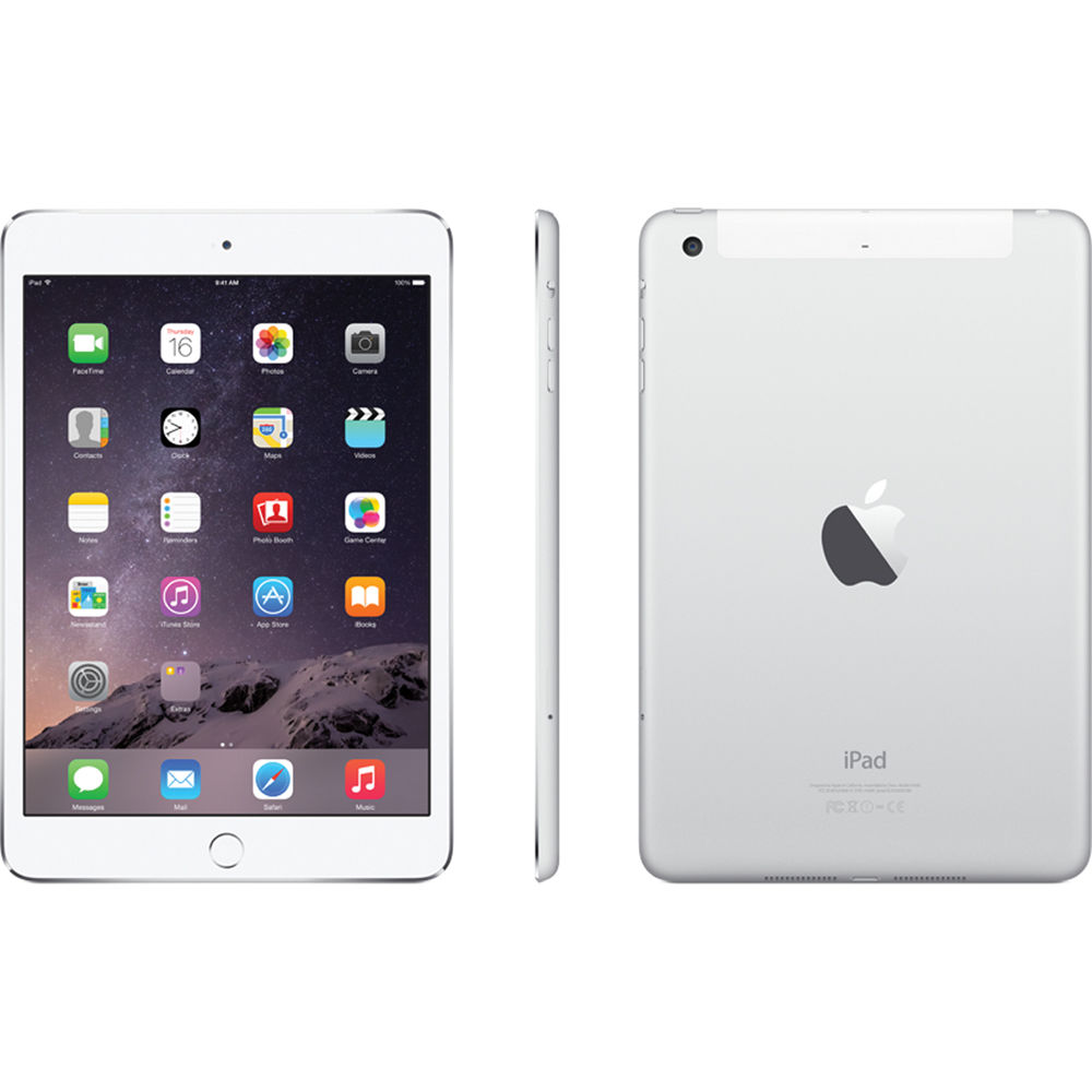 Apple 16gb Ipad Mini 3 Wi Fi 4g Lte Silver Mh3f2ll A B H