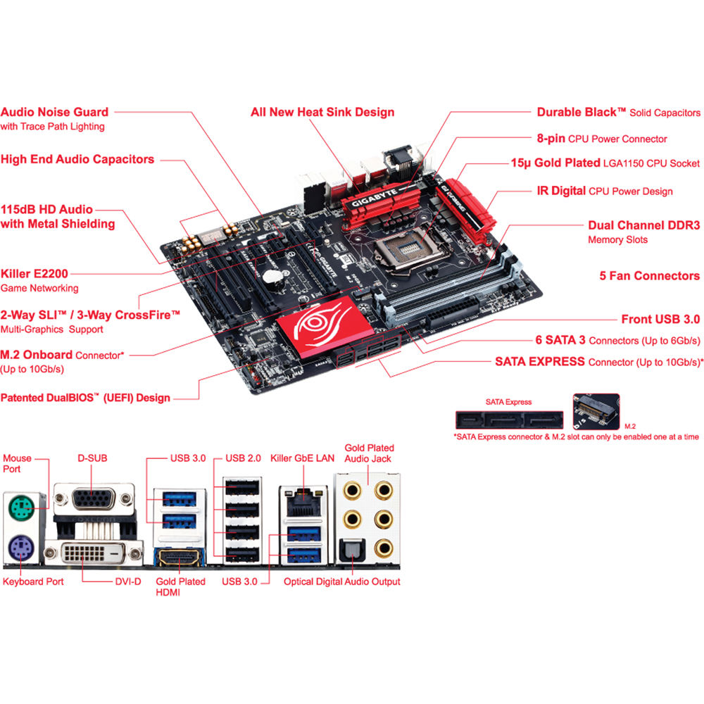 Gigabyte Ga Z97x Gaming 5 Atx Motherboard Ga Z97x Gaming 5 B H