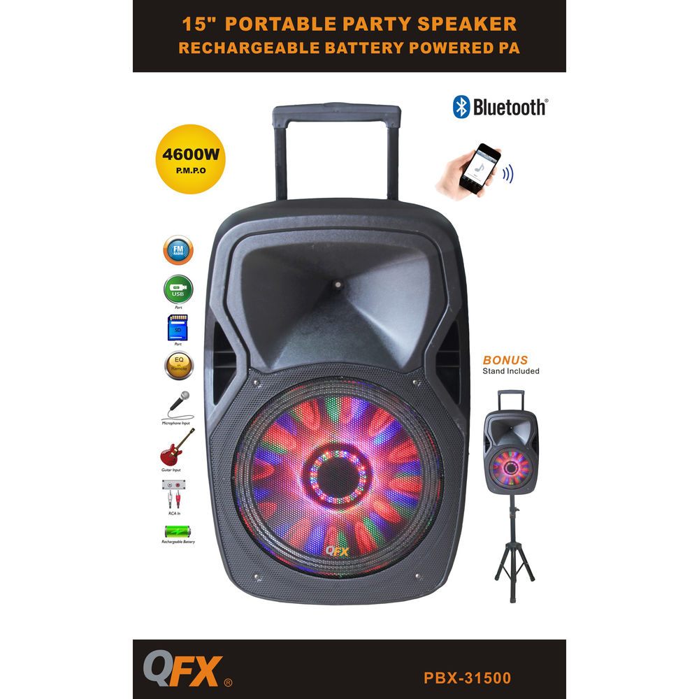 qfx 15 smart portable party speaker