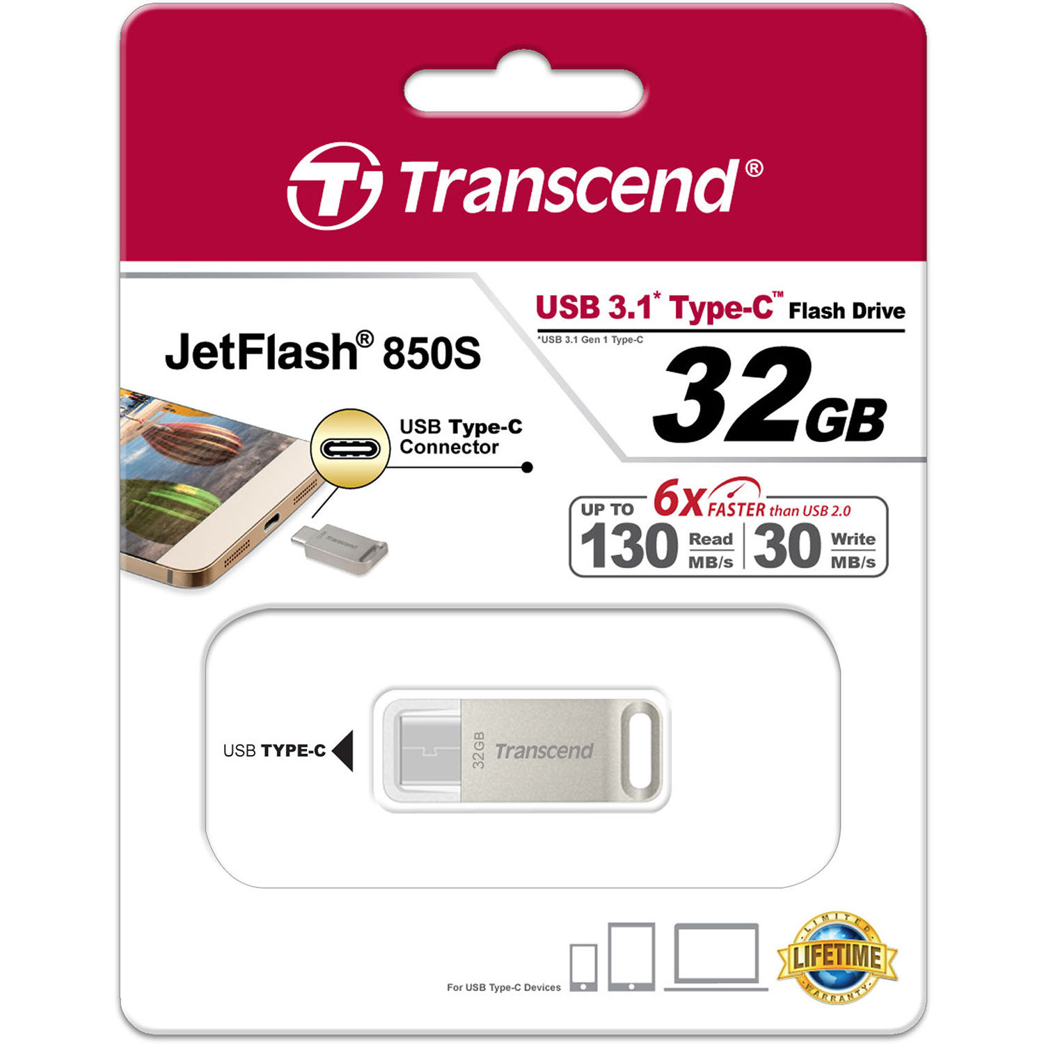 Transcend 16GB JetFlash 850 USB 3.1 Gen 1 Flash Drive TS16GJF850S USB ...
