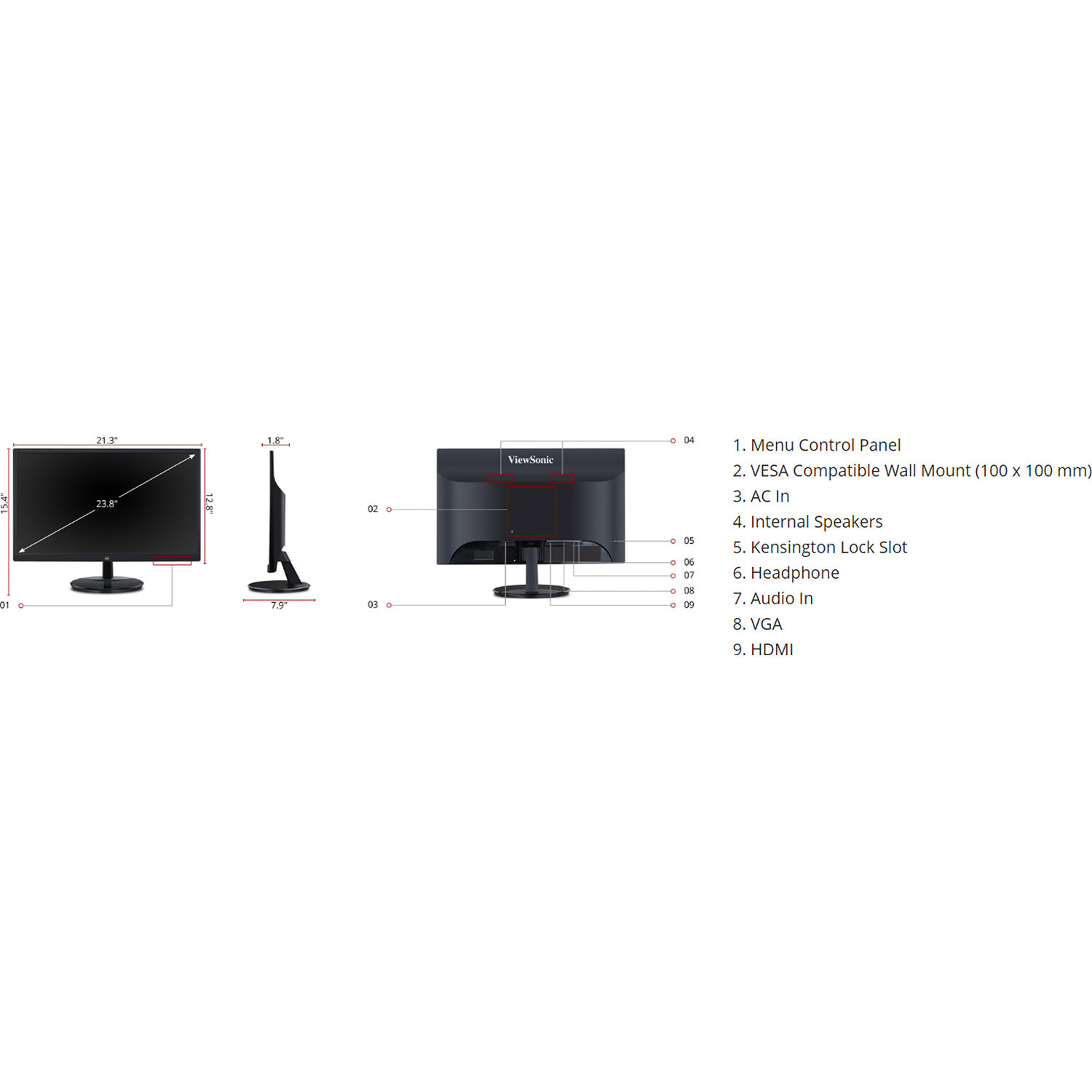 Viewsonic Va2459 Smh 24 16 9 Ips Monitor Va2459 Smh