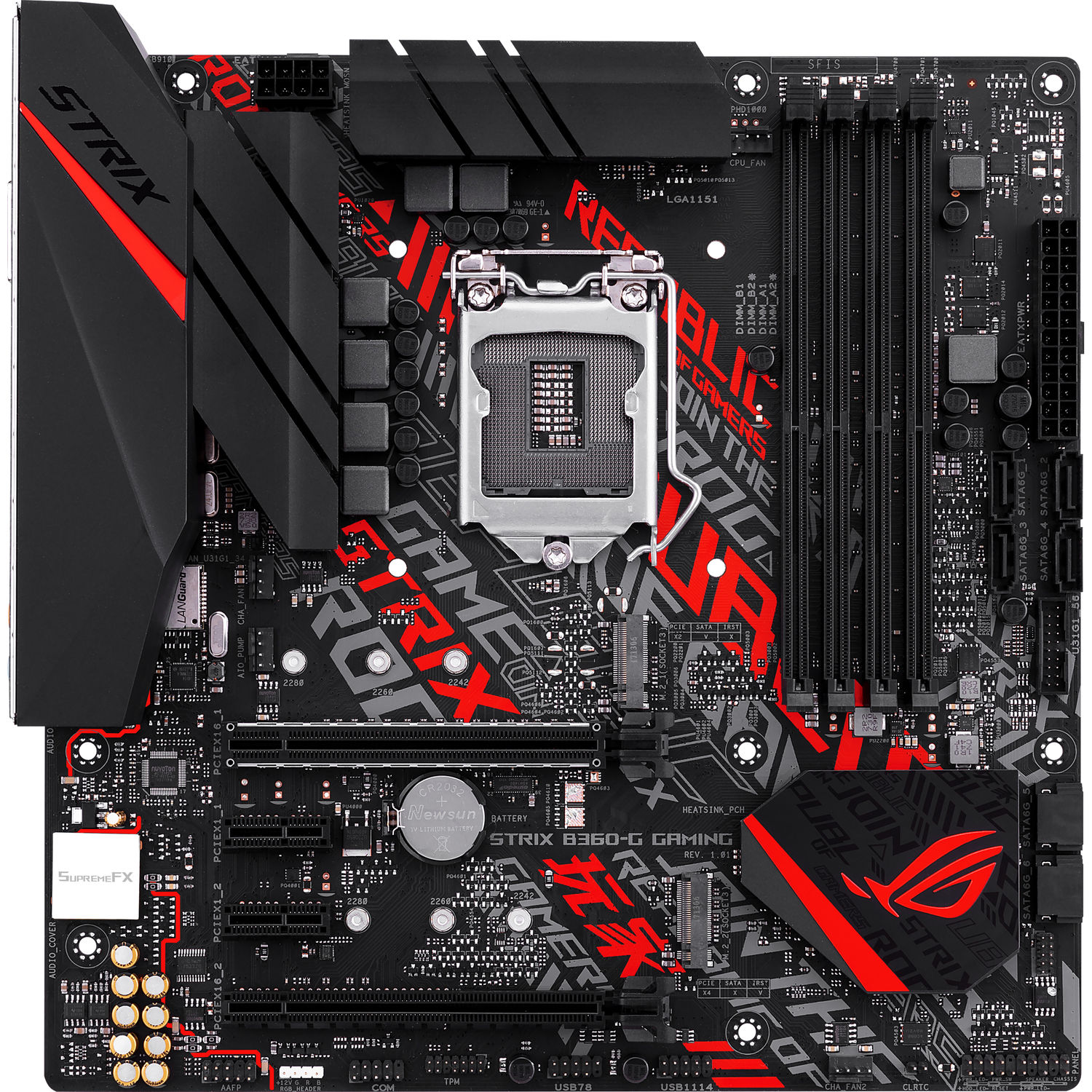 ASUS ROG STRIX B360-G Gaming Intel mATX Motherboard with Pre-Mounted I//O Shield Aura Sync Support RGB LED header Dual M.2 SATA 6 Gbps USB 3.1 DDR4 HDMI and DVI Black