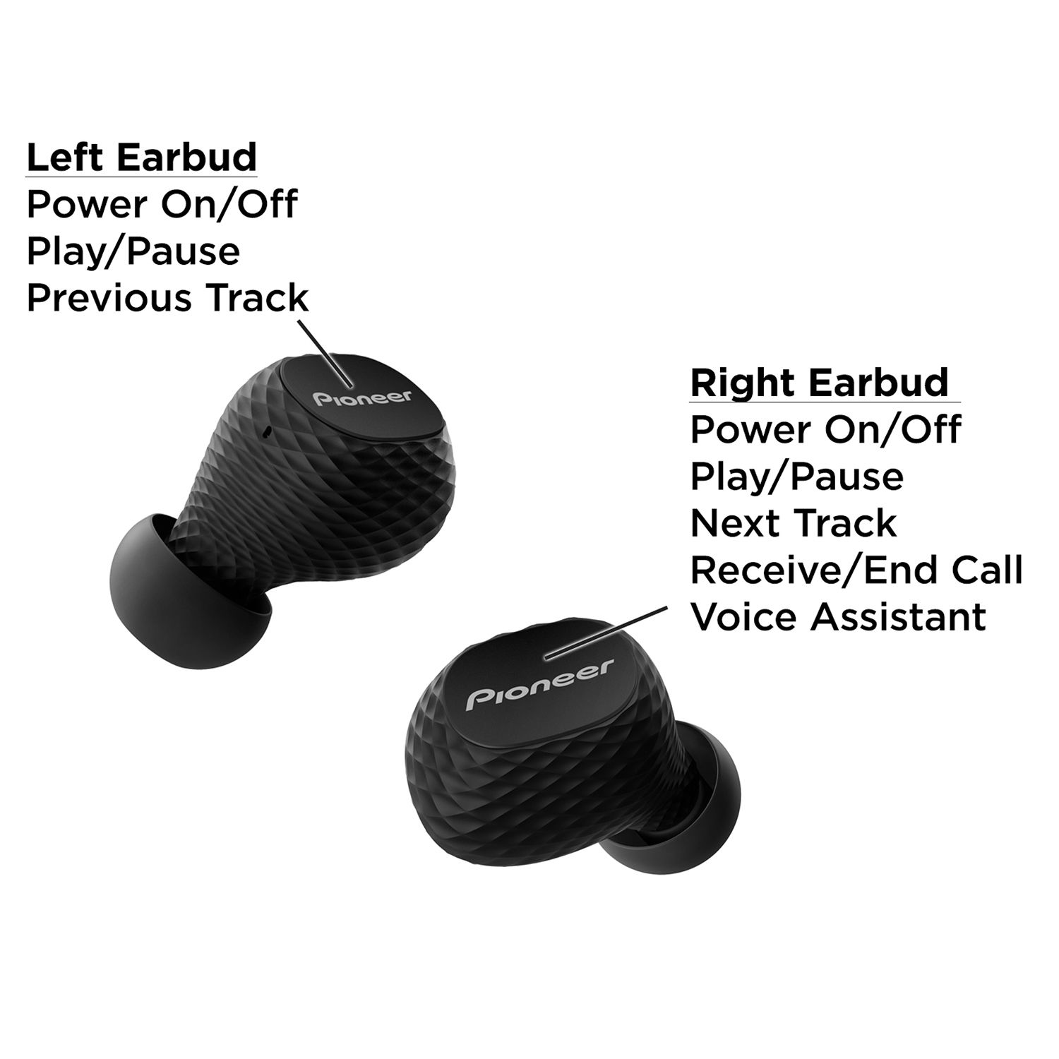 pioneer c8 truly wireless earbuds black