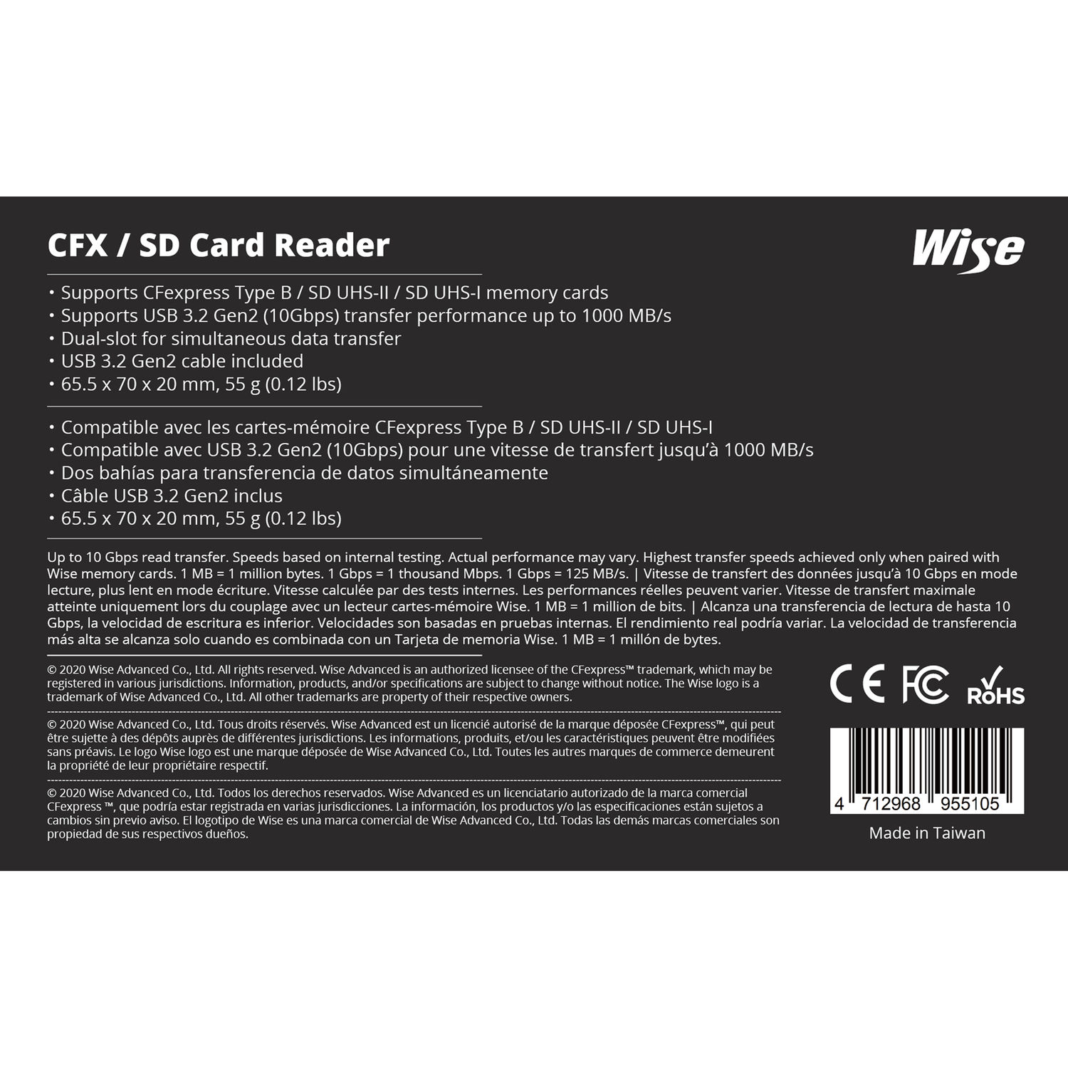 Wise Advanced Cfexpress Sdxc Usb 3 2 Gen 2 Type C Card