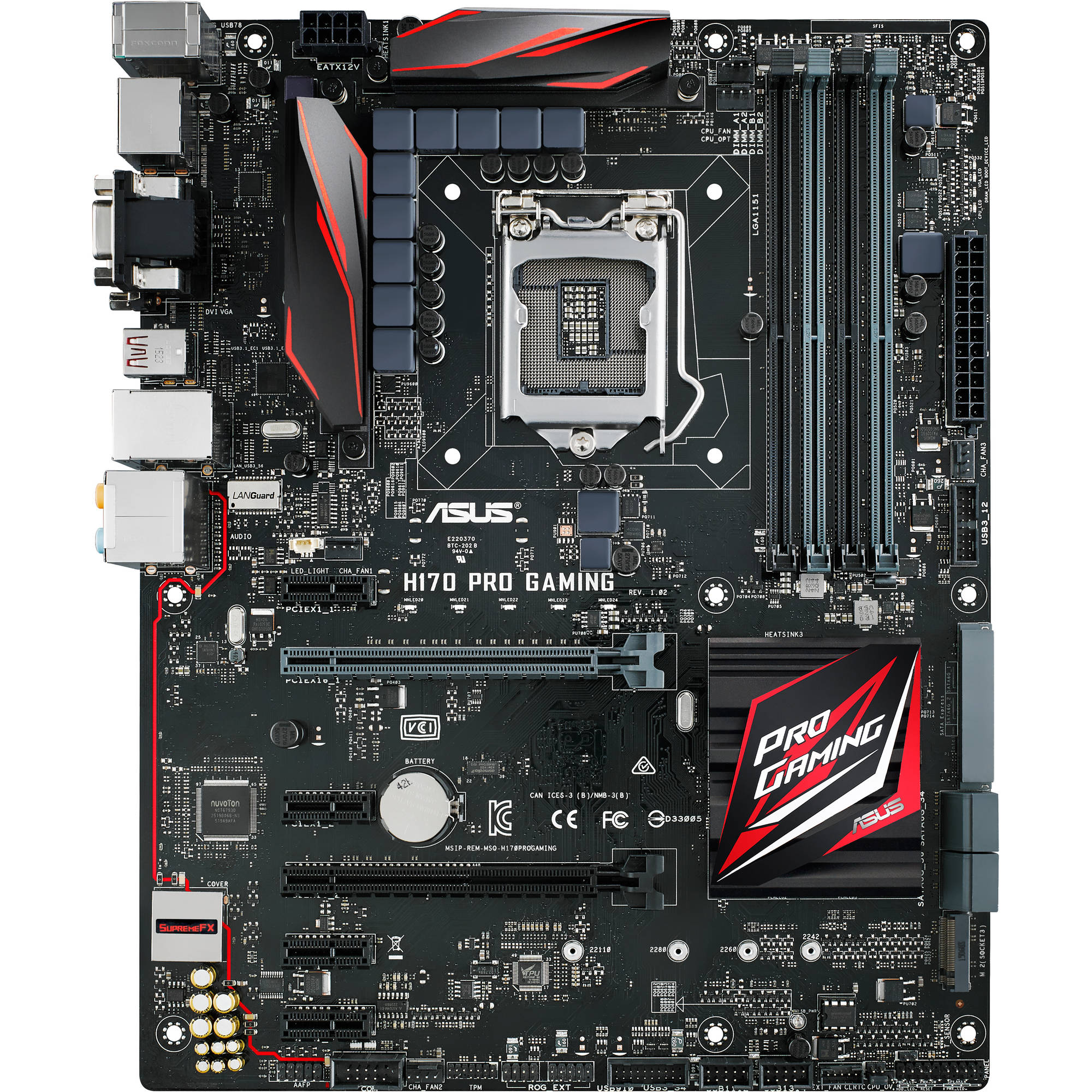 Мат плата Asus socket1151 h170 Pro gaming (ih170, 4xddr4 sata iii raid 2xpci-e, d-sub, dvi, hdmi dp sb lan 1gb USB2 USB3.1 atx) (889349125052)