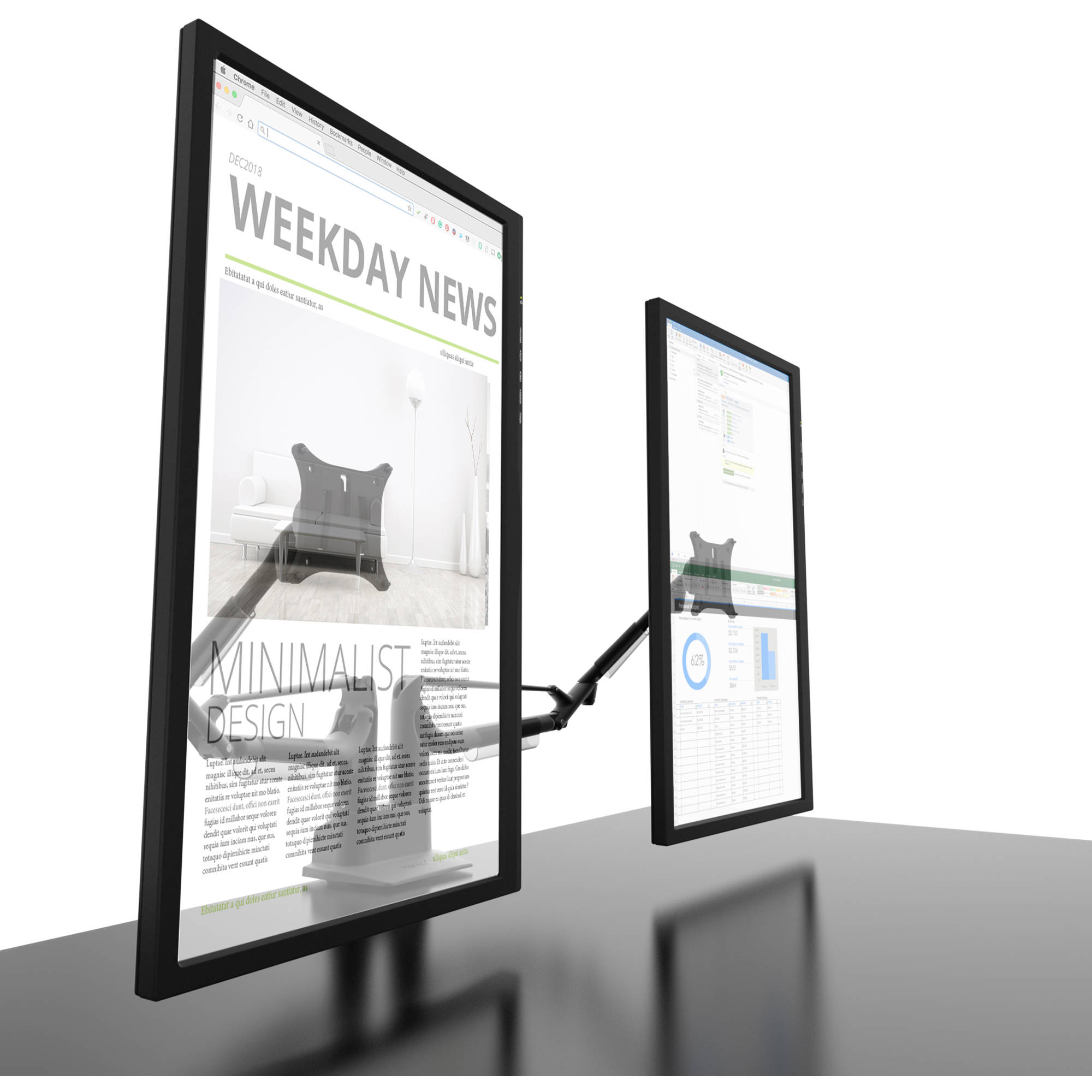 Kanto Living Dms2000 Dual Arm Desktop Monitor Mount Black