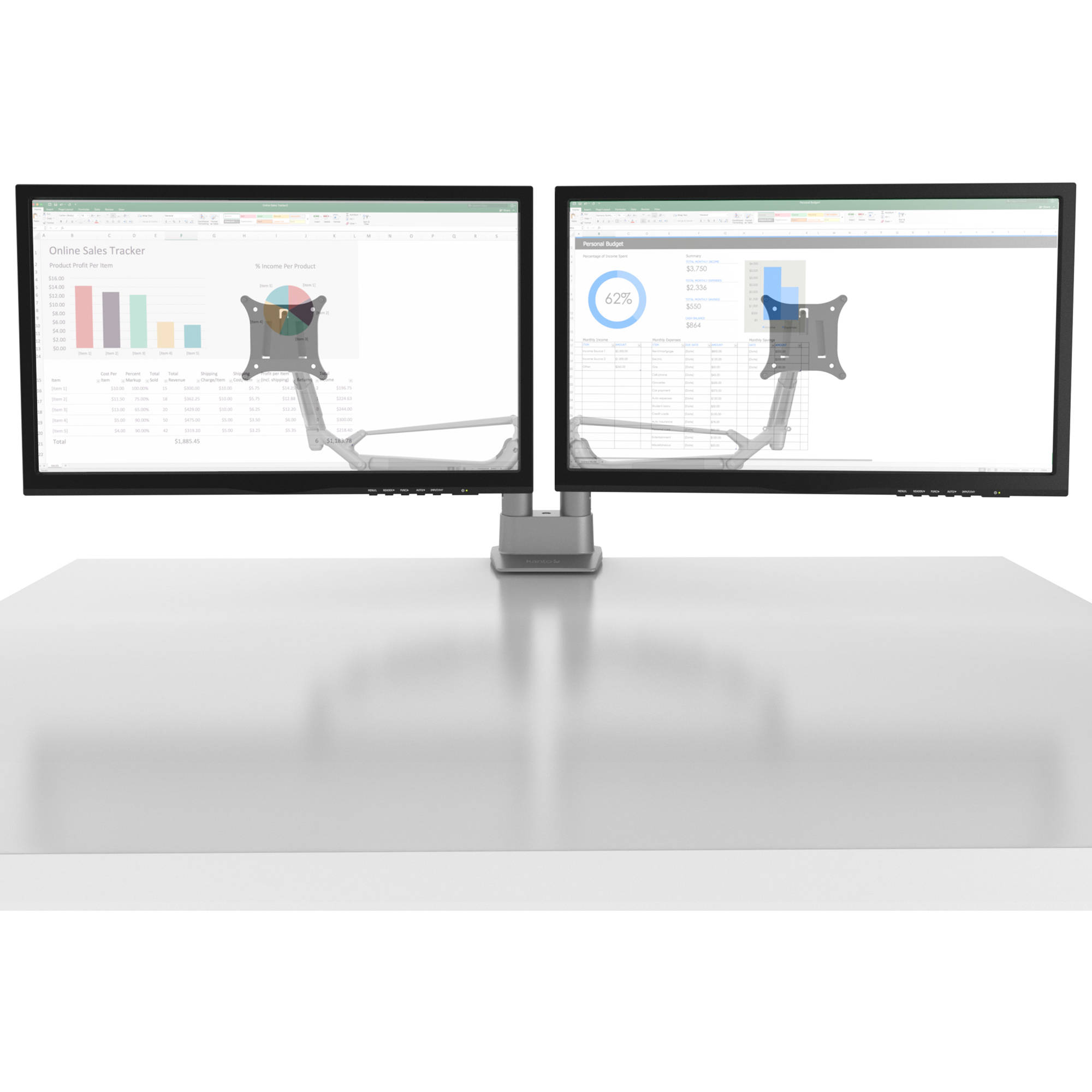 Kanto Living Dms2000 Dual Arm Desktop Monitor Mount Silver