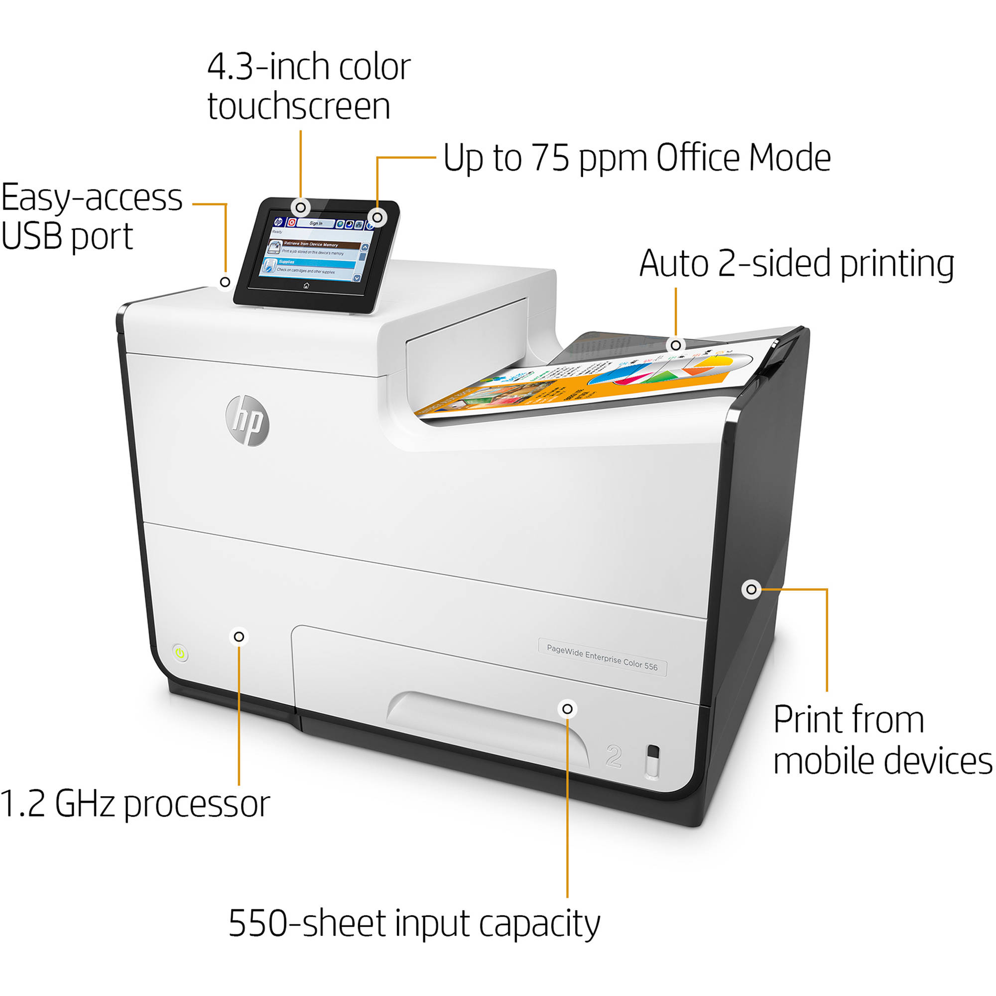 Hp Pagewide Enterprise Color 556dn Inkjet Printer G1w46a B H
