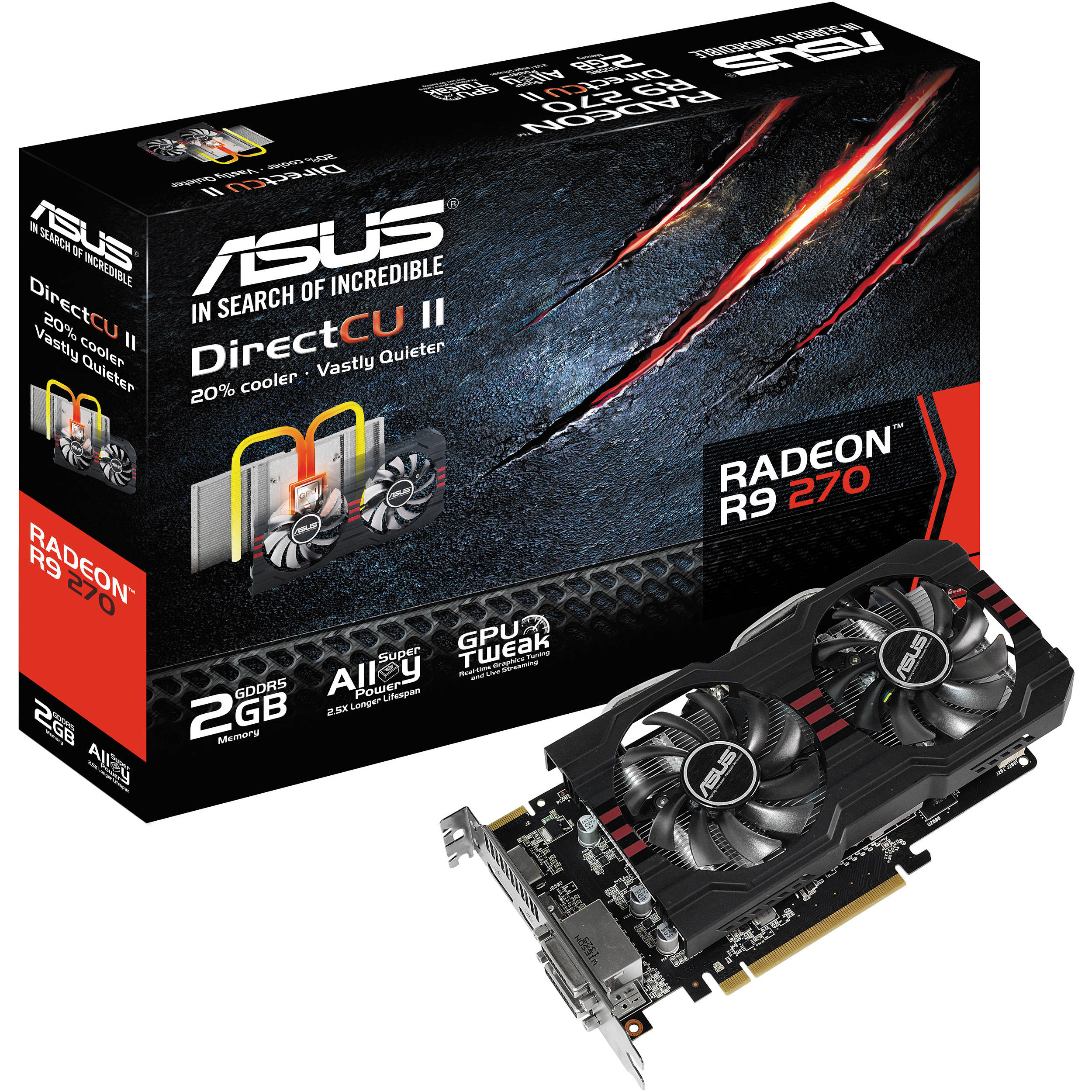 Asus Radeon R9 270x Graphics Card R9270x Dc2t 2gd5 B H Photo