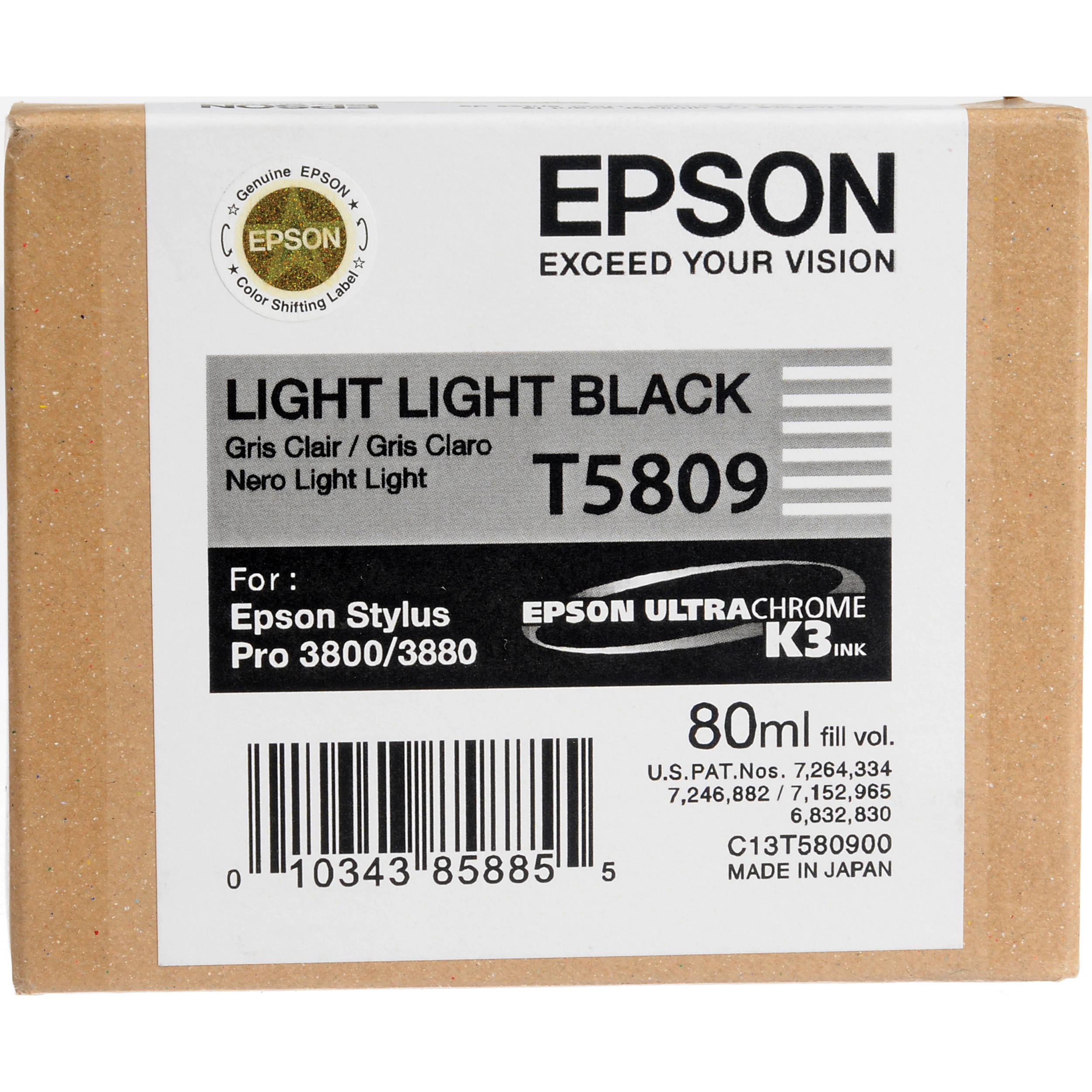 Epson Stylus Pro 3800 8 Cartridge Ink Set With Photo Black 80