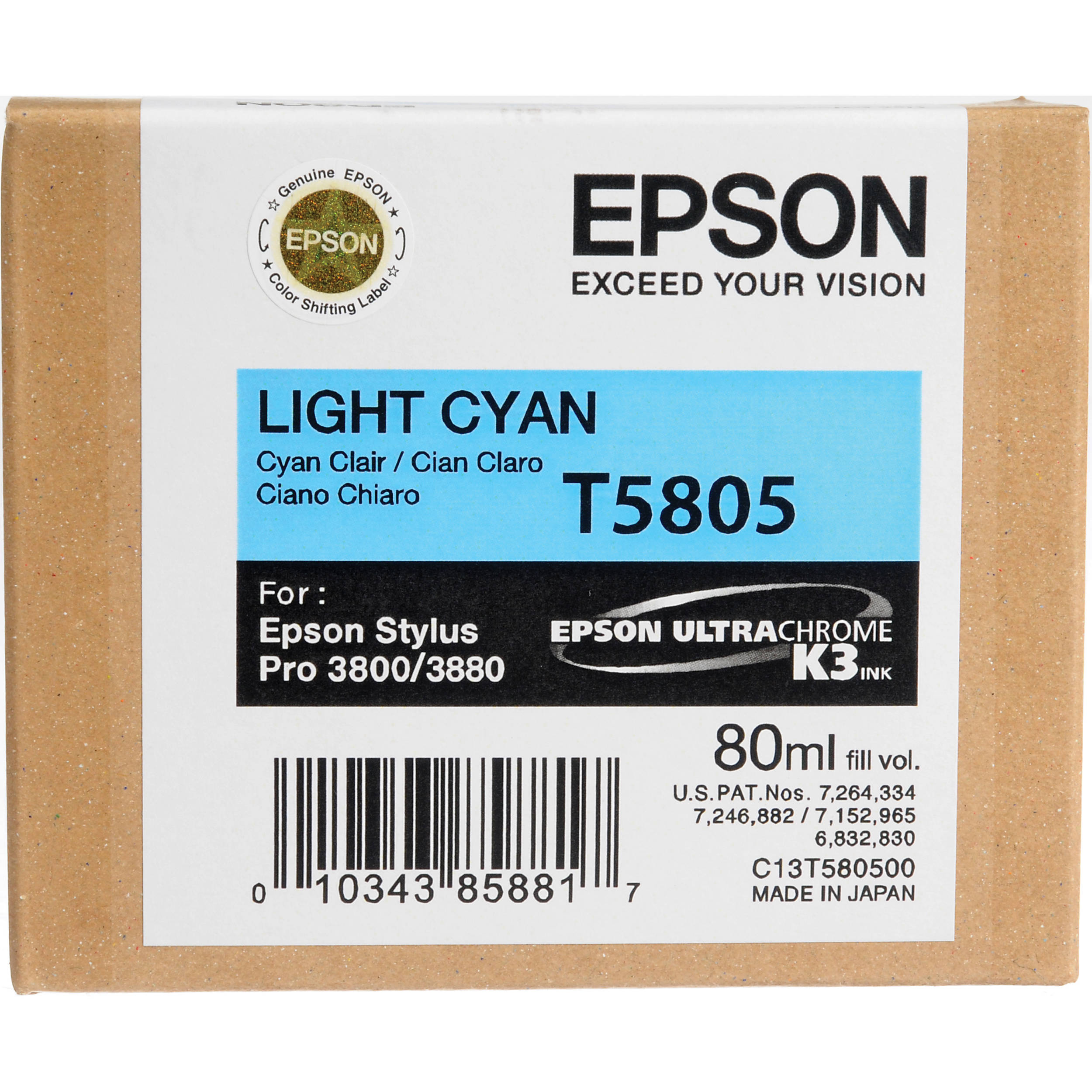 Epson Stylus Pro 3800 8 Cartridge Ink Set With Photo Black 80