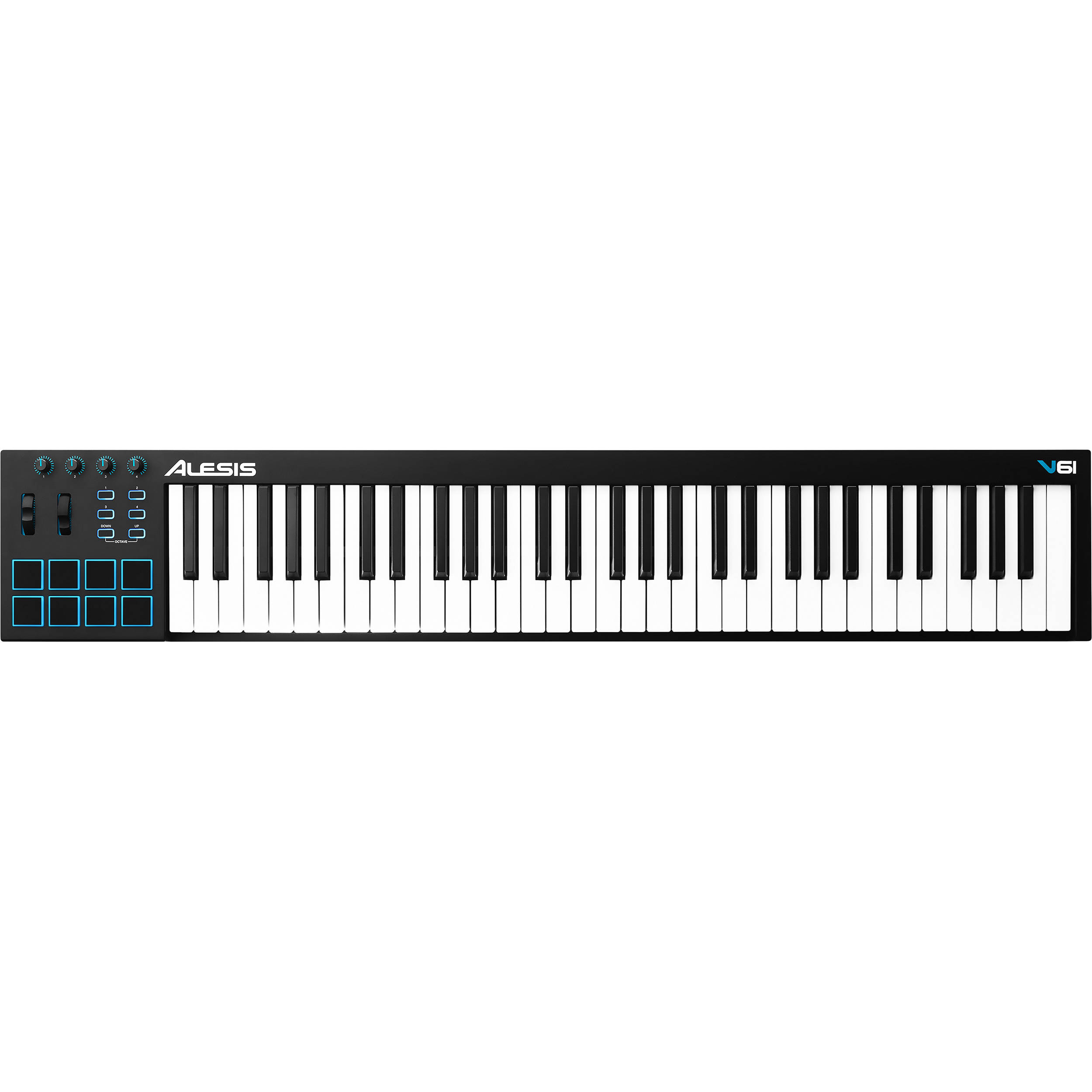 First Included 61 Key USB MIDI Keyboard Controller with 8 Backlit Pads Alesis V61 Renewed Plus a Professional Software Suite with ProTools 4 Assignable Knobs and Buttons