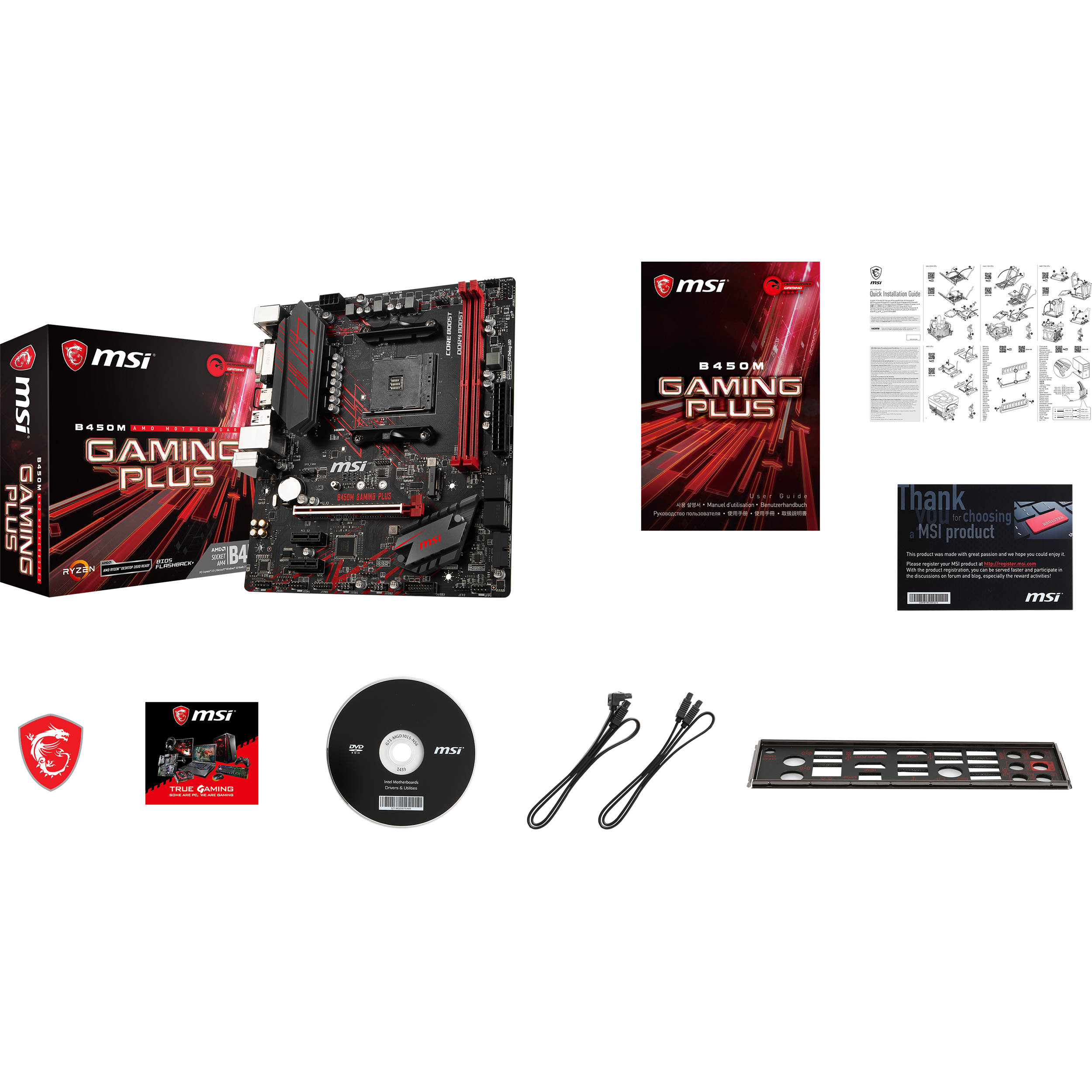 MSI PERFORMANCE GAMING B450M GAMING PLUS AM4 AMD B450 SATA 6Gb//s USB 3.1 HDMI Mi