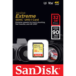 SanDisk 32GB Extreme UHS-I SDHC Memory Card 
