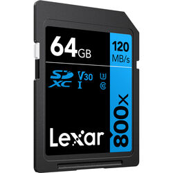 Lexar 64GB High-Performance 800x UHS-I SDXC Memory Card (BLUE Series)