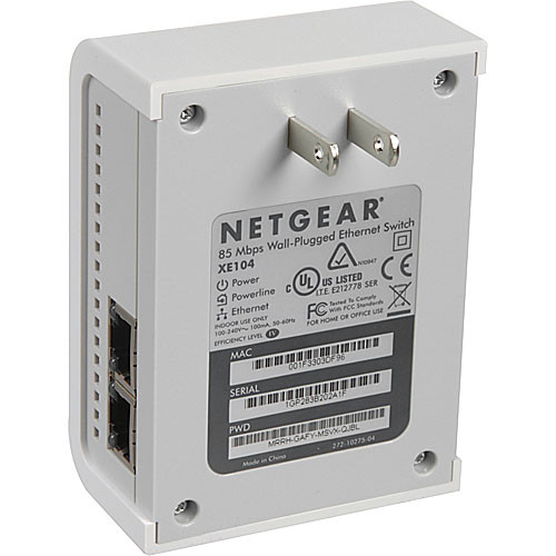 XAV1004-100NAS NetGear Powerline AV Adapter and 4-Port Ethernet Switch