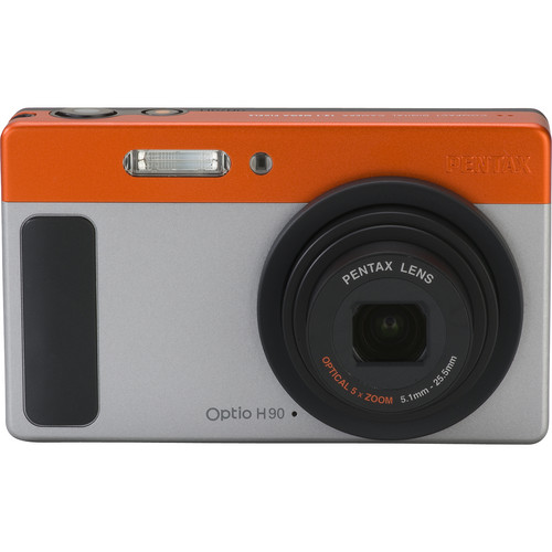 Pentax Optio H90 Digital Camera (Silver / Orange) 16486 B&H