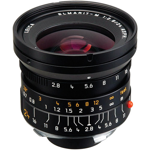 Leica Wide Angle 24mm f/2.8 Elmarit M Aspherical Manual Focus Lens (6-Bit,  Updated for Digital) - Black