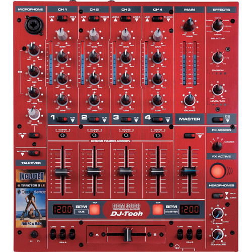DJ-Tech DDM-3000R Professional DJ Mixer with Effects and BPM - Red I  Gearclubdirect