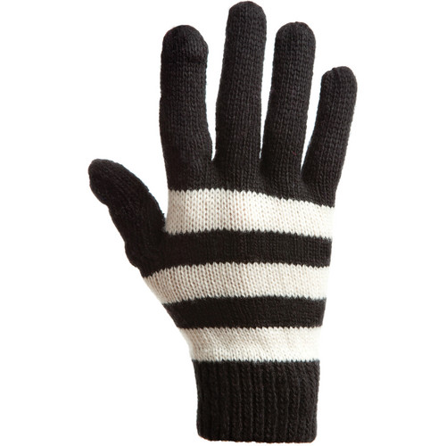 Freehands Women\'s Stripe Wool Knit Gloves (Black) 22151 B&H