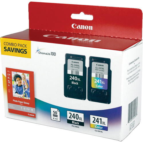 Canon PG-240XL / CL-241XL Ink Cartridge Combo Pack with GP-502 Paper