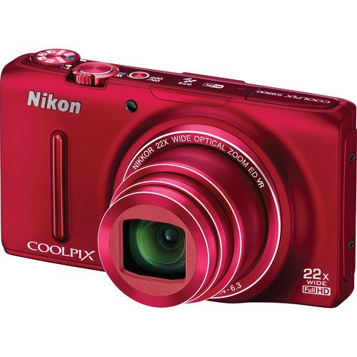 Nikon COOLPIX S9500 Digital Camera (Red) 26419 B&H Photo Video