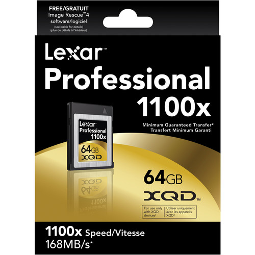 Lexar 64GB XQD Professional 1100x Memory Card LXQD64GCTBNA1100