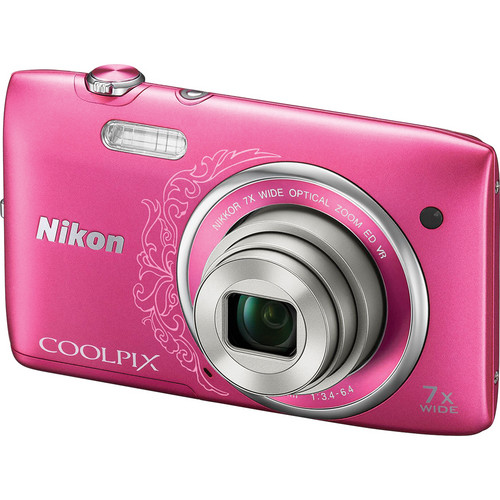 Nikon COOLPIX S3500 Digital Camera (Decorative Pink) 26383 B&H