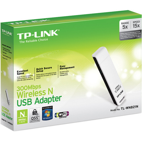 TP-Link TL-WN821N Wireless-N300 USB Adapter TL-WN821N B&H Photo