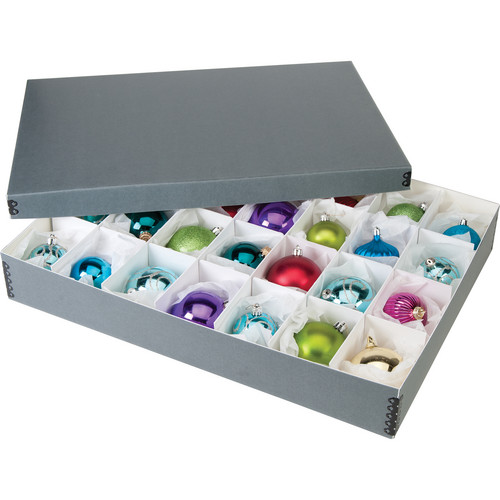Lineco Divided Storage Ornament Box with 21.75 x 16 size, Museum-quality Dividers Create 28