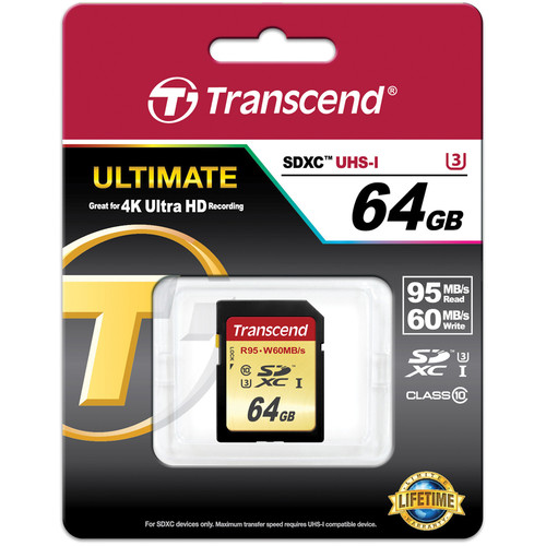 Transcend SDXC 64 Go - Carte mémoire SD Classe 10 - Carte mémoire