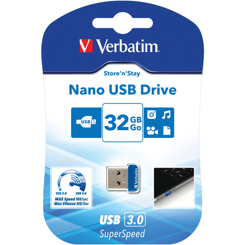 Verbatim 32GB Store Stay Nano USB 3.0 Flash Drive (Blue)