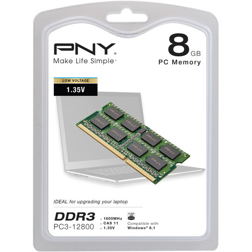 PNY 8GB DDR3 1600 MHz (PC3-12800) Low Voltage MN8192SD3-1600-LV