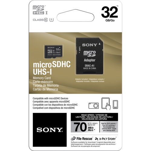 Sony 32GB UHS-I microSDHC Memory Card (Class 10) SR32UY2A/TQ B&H