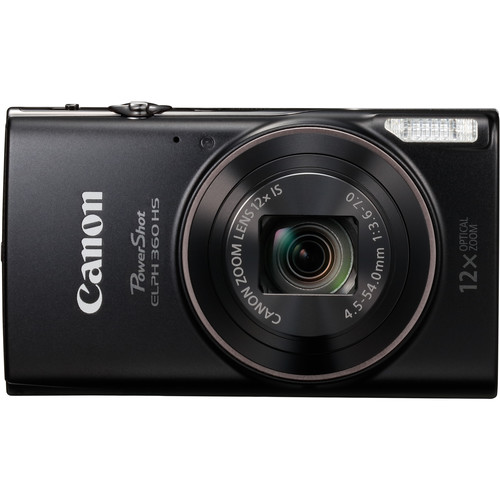Canon PowerShot ELPH 360 HS Digital Camera (Black) 1075C001 B&H