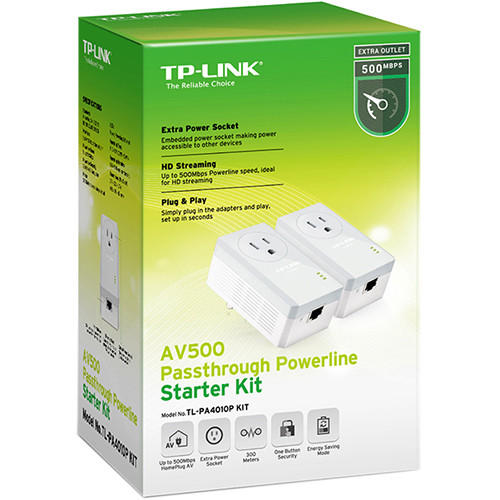 TP-Link TL-PA4010PKIT AV500 Powerline Adapter with AC Pass Through