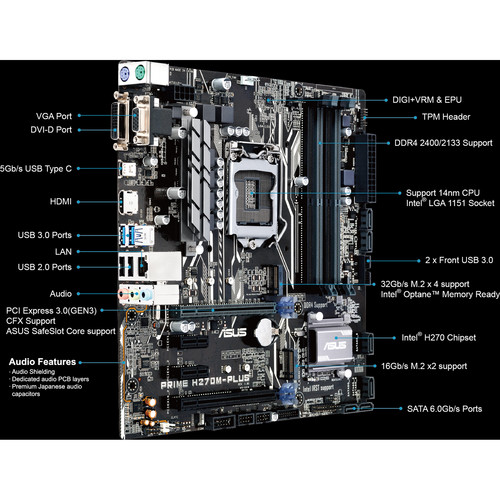 ASUS Prime H270M-Plus/CSM LGA 1151 Micro-ATX PRIME