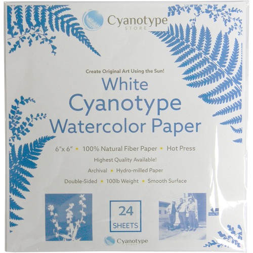 Cyanotype Store Cyanotype Paper 6 x 6, White, 24 Sheets Base Sun Printing, Size 6x6 16167174