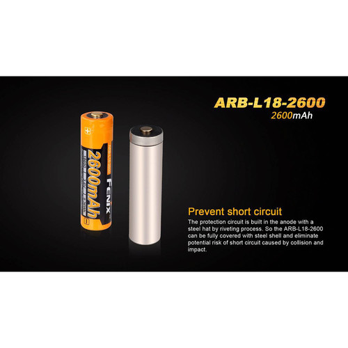 Fenix ARB-L2 18650 batterie Li-ion protégée 2600mAh, nouvelle